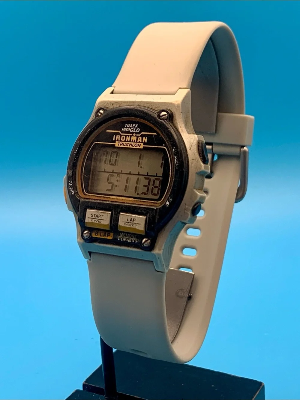 TIMEX IRONMAN TRIATHLON Men’s Vtg 1994 8 Lap Digital Watch Works New Batt/Strap
